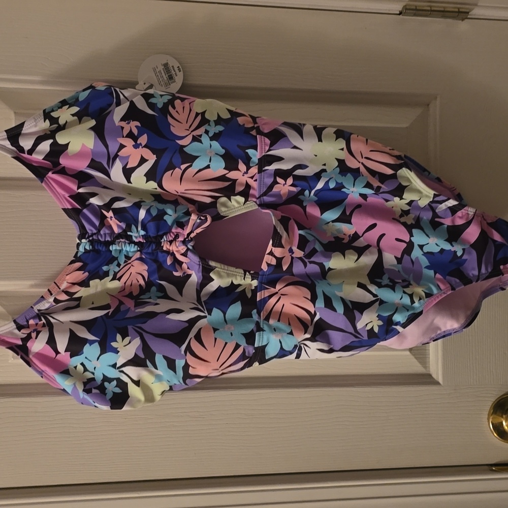 DECREE BRAND WOMEN'S PLUS SIZE ONE PIECE PINK TROPICAL SWIM SUIT SIZE XXL